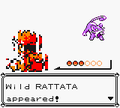 The battle starts. Red and Rattata's sprites are reversed.