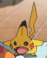 Sharpedo imitation from Alola to New Adventure! (Pikachu bares his teeth and holds his ears up like a fin)