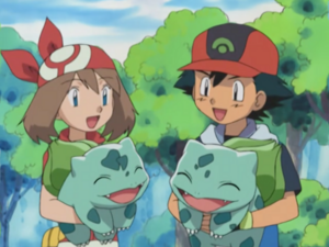 Ash May Bulbasaur meet.png