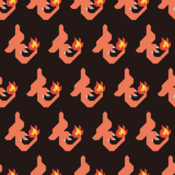 "Charmeleon goes into an excited state when it encounters a strong foe. Its razor-sharp claws and fiery tail gleam brightly through the darkness."