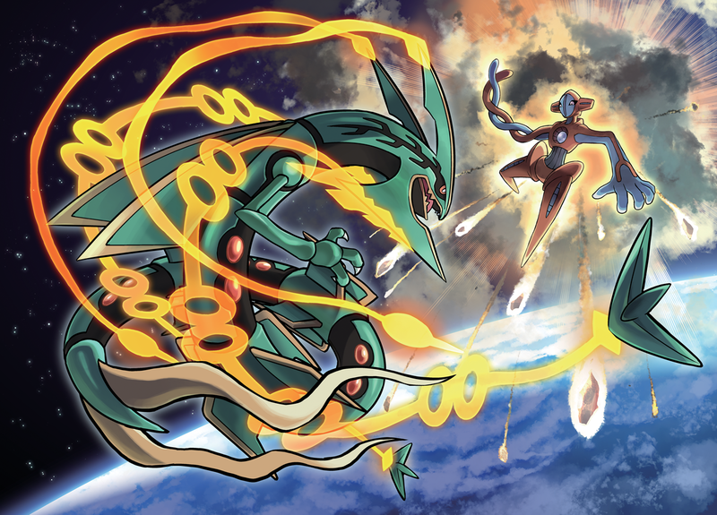 File:ORAS Mega Rayquaza Deoxys artwork.png