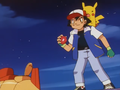 Ash ready to battle with Pikachu