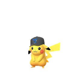 Pikachu wearing Pikachu wearing a Team Mystic hat