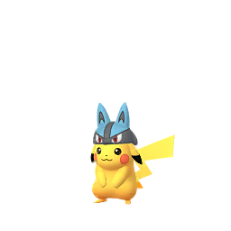 Pikachu wearing Lucario hat
