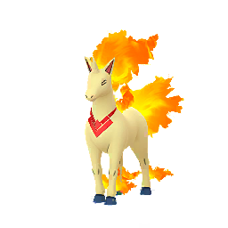 Rapidash wearing Candela-themed accessory